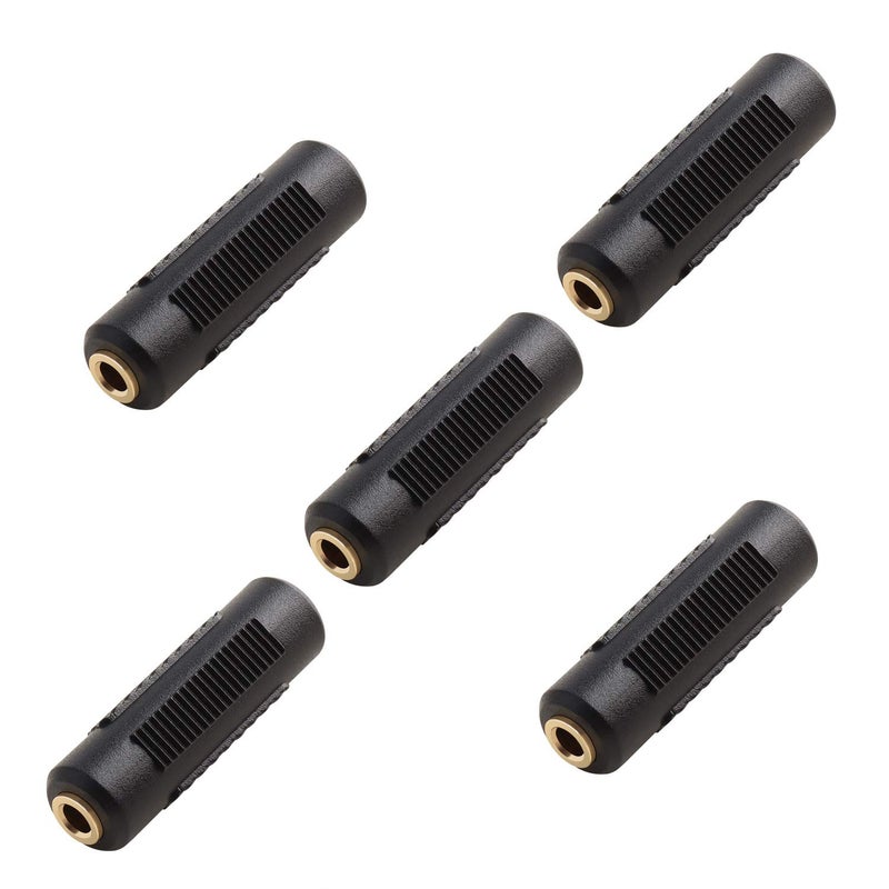 SAISN 3.5mm Stereo Jack to 3.5mm Stereo Jack Adapter Connectors Stereo Coupler Female to Female Gold Plated (Pack of 5) - Image 1